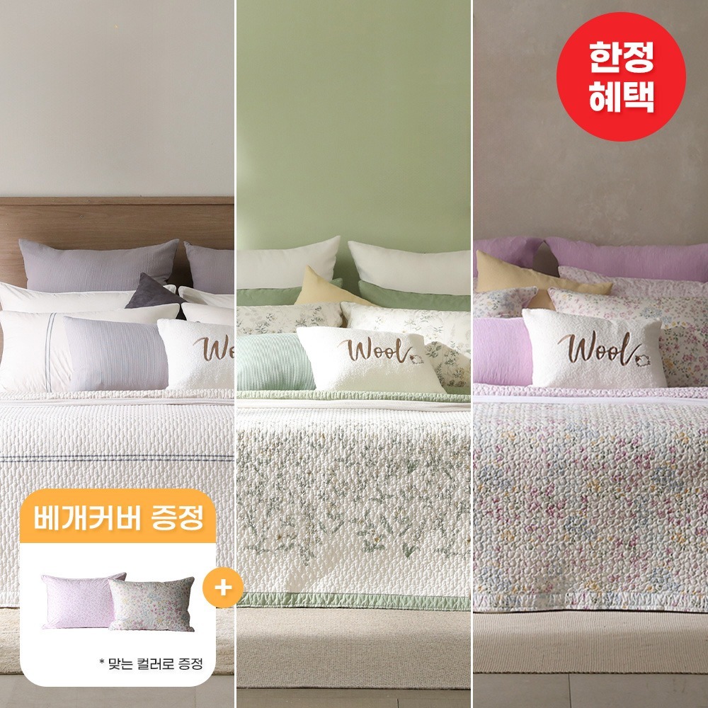 메이저/오브니/써니힐 양모스프레드 세트 SS,Q,LK+베개커버 증정
